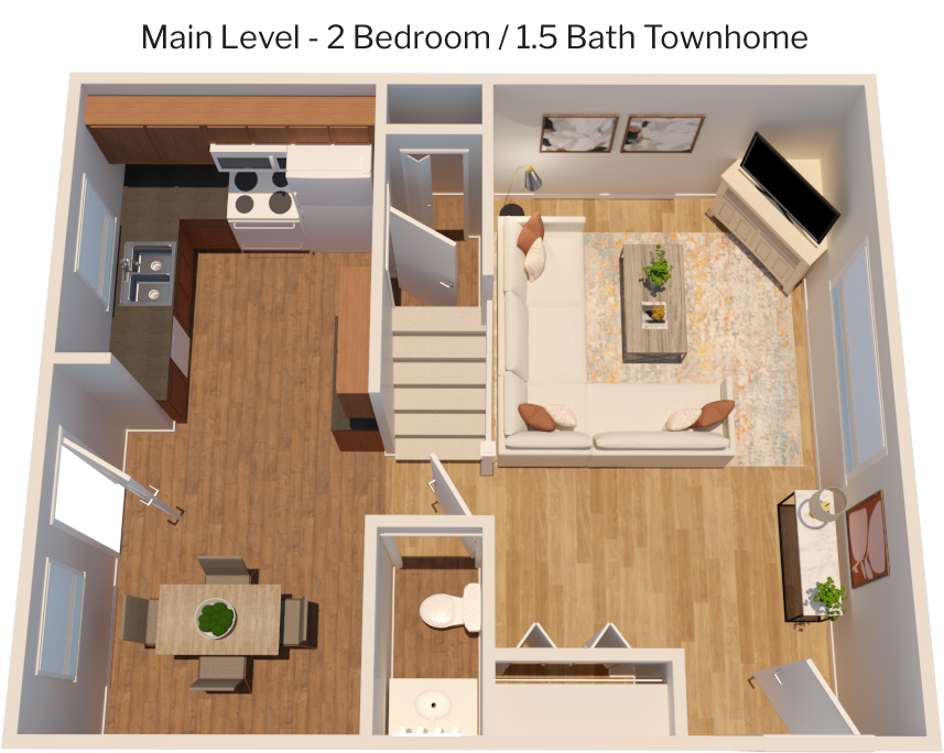 Towhnome main level 3d plan