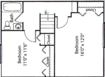 2 bedroom 1.5bath townhome upper level