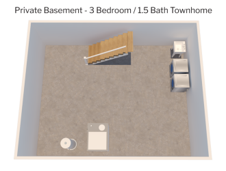 3 bedroom townhome - basement 3D plan