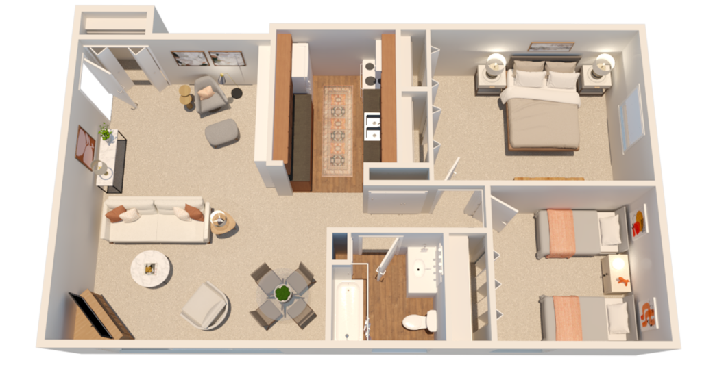 2 Bedroom / 1 Bath Apartment